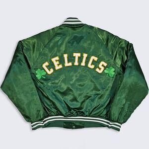 Boston Celtics Vintage 80s Chalk Line Satin Bomber Jacket